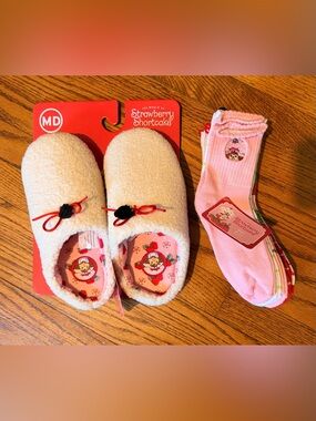 Women's Strawberry Shortcake Slippers and Socks Combo